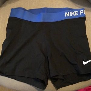 Nike pro shorts - black with royal blue band